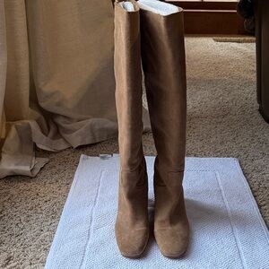 Mango Tan Suede Knee Boots 38/7.5